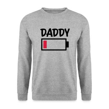 Daddy - Battery low - Unisex Pullover - Weißgrau meliert - Vorne - Alina (178cm) & Michal (187cm)