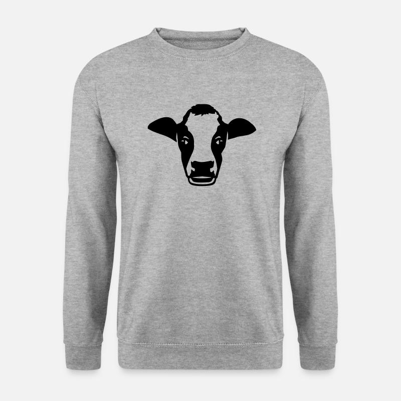 Kuh - Unisex Pullover - Weißgrau meliert