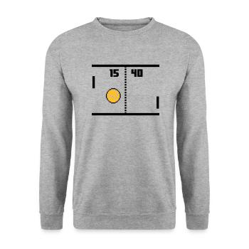 Retro Tennis - Unisex Pullover - Weißgrau meliert - Vorne - Alina (178cm) & Michal (187cm)