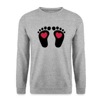 ❤ټCute Baby Footprints-Vector Footprintsټ❤ - Unisex Sweatshirt - salt & pepper - Front - Alina (178cm) & Michal (187cm)