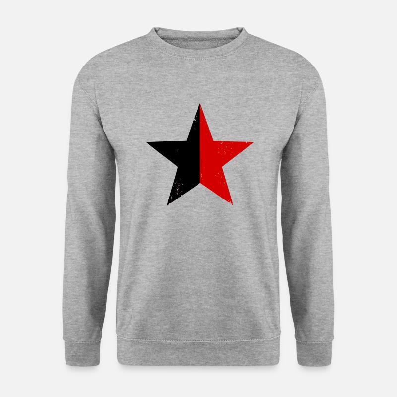Schwarz-Roter Stern - Unisex Pullover - Weißgrau meliert