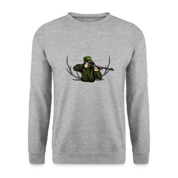 hunting hunting hunt hunting hunter hunter - Unisex Sweatshirt - salt & pepper - Front - Alina (178cm) & Michal (187cm)