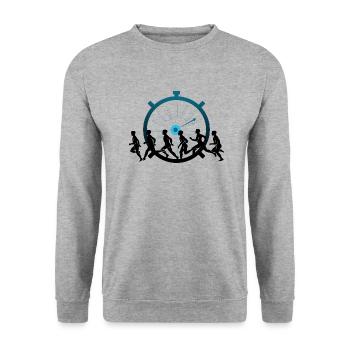 Course contre la montre - Sweat-shirt Unisexe - gris chiné - Devant - Alina (178cm) & Michal (187cm)