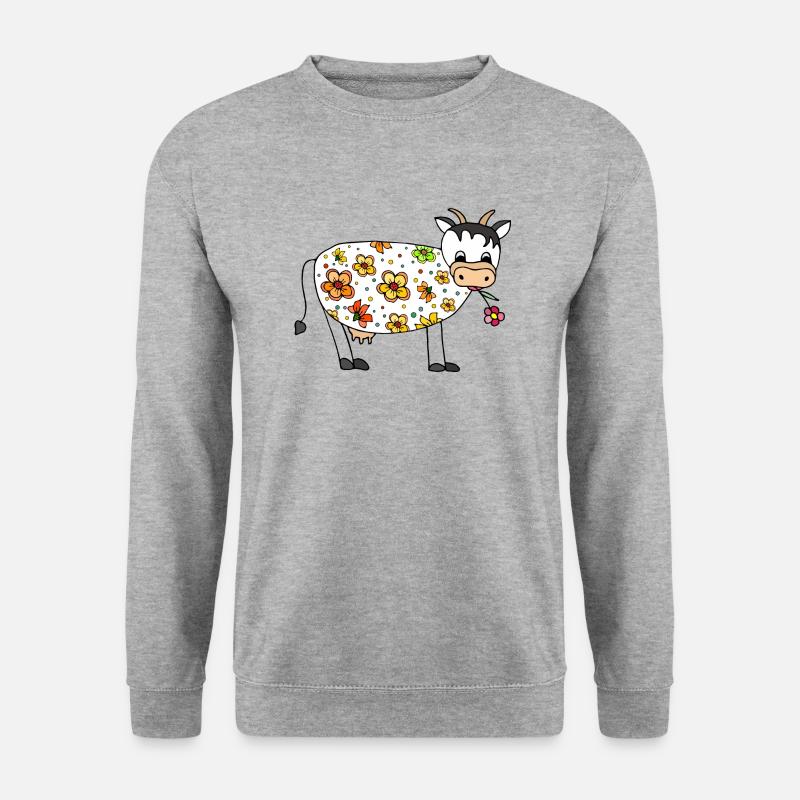 Kuh - Unisex Pullover - Weißgrau meliert