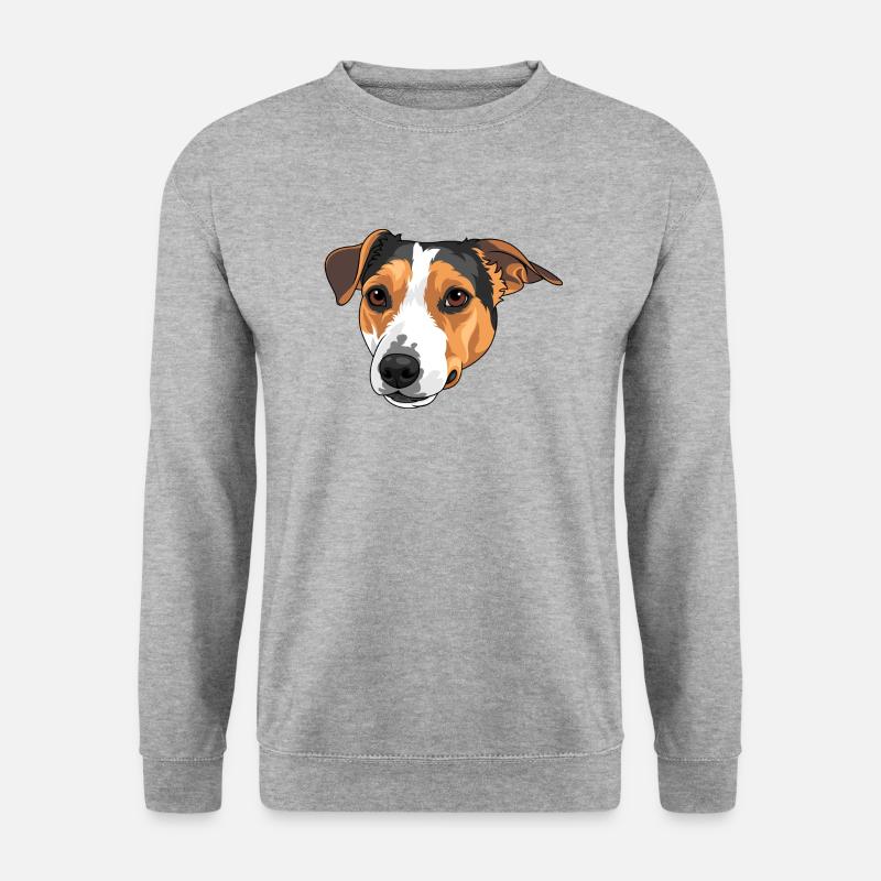 Hundebild Jack Russel Terrier | Jack Russel Hund - Unisex Pullover - Weißgrau meliert