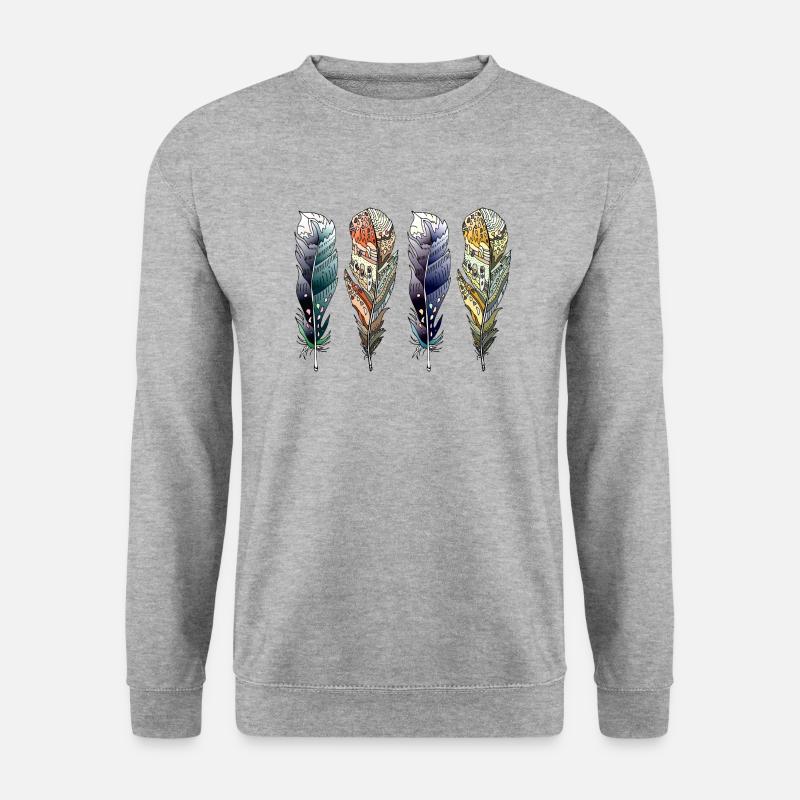 Feder - Unisex Pullover - Weißgrau meliert