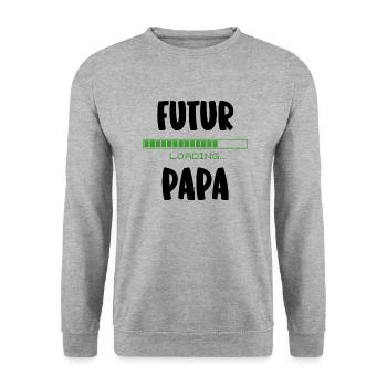 futur papa - Sweat-shirt Unisexe - gris chiné - Devant - Alina (178cm) & Michal (187cm)