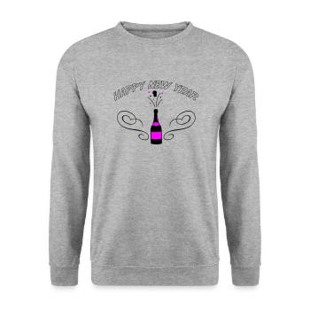 Happy New Year - Unisex Pullover - Weißgrau meliert - Vorne - Alina (178cm) & Michal (187cm)