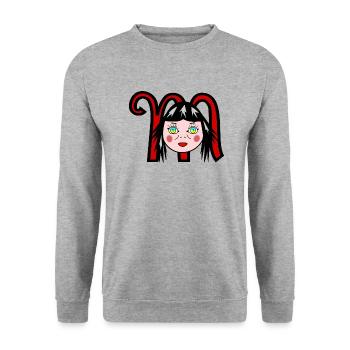 Manga Girl - Unisex Pullover - Weißgrau meliert - Vorne - Alina (178cm) & Michal (187cm)