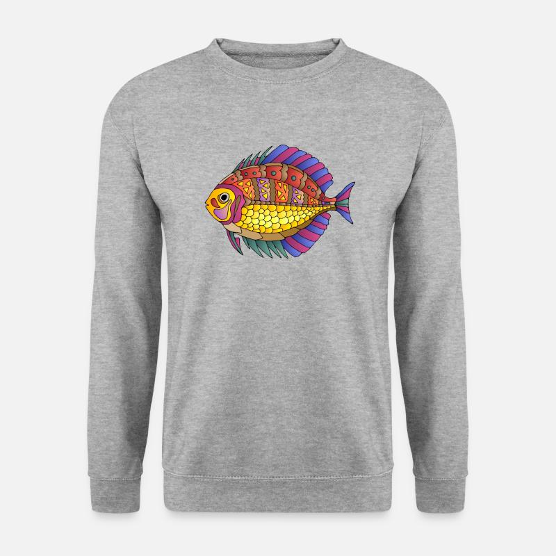 Fisch - Unisex Pullover - Weißgrau meliert