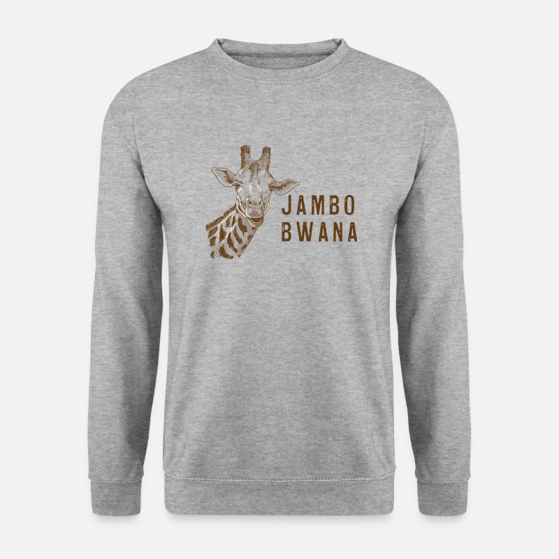 Jambo Bwana Giraffe aus Kenia/ Afrika - Unisex Pullover - Weißgrau meliert