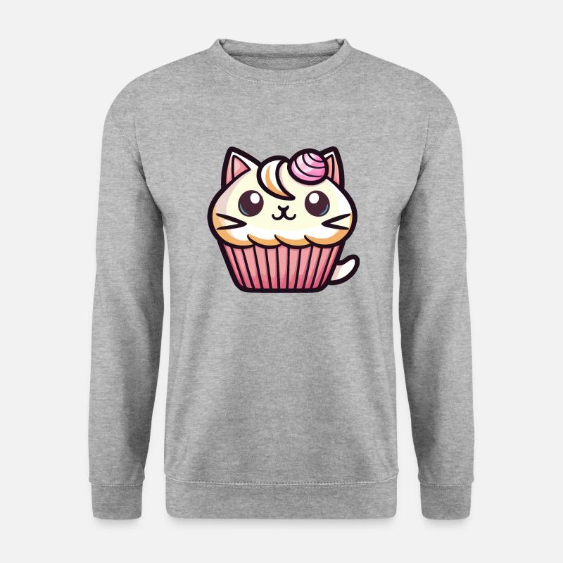 Muffinkatze - Unisex Pullover - Weißgrau meliert