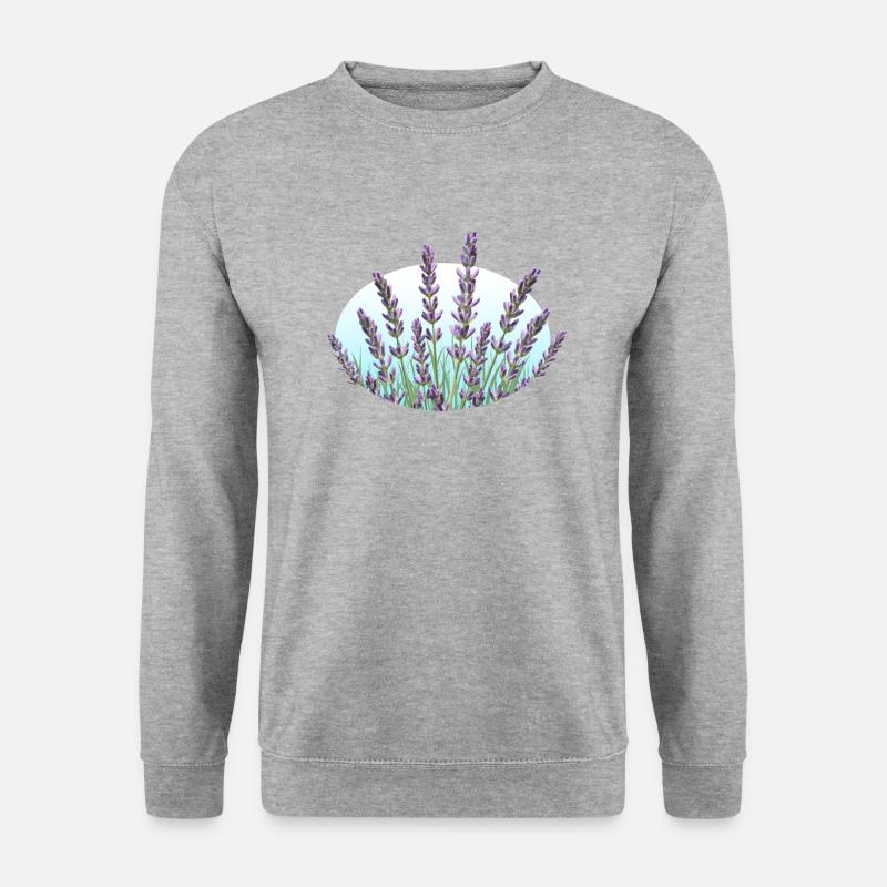 Lavendel Lavendelhalme Lavendelfeld - Unisex Pullover - Weißgrau meliert