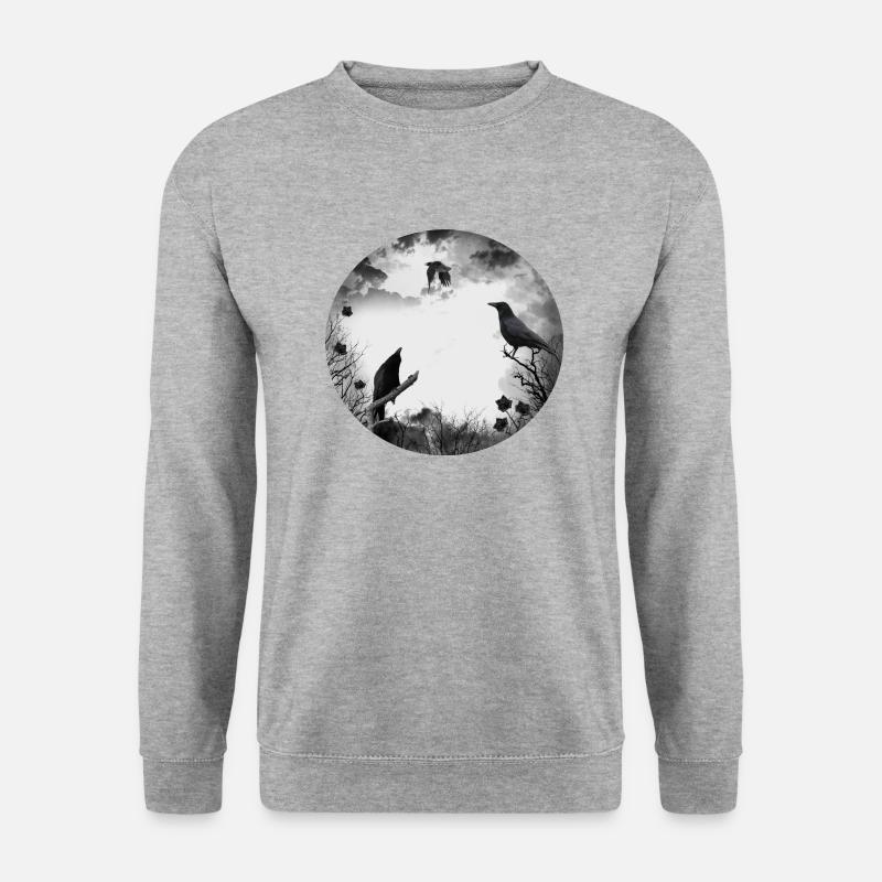 Gothik Krähen Raben - Unisex Pullover - Weißgrau meliert