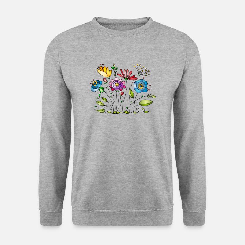 Blumen - Unisex Pullover - Weißgrau meliert
