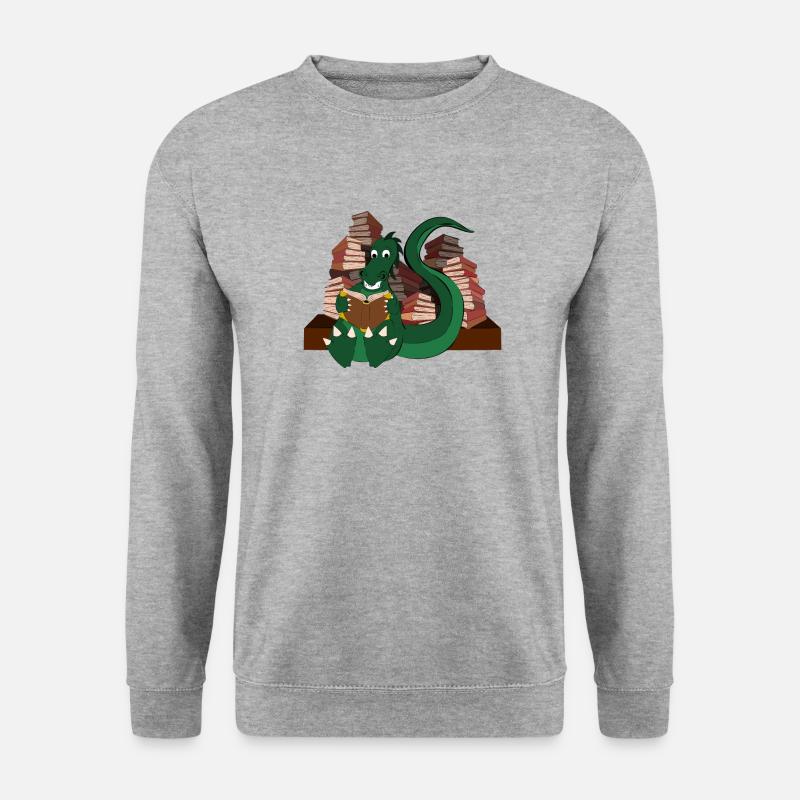Drachen-Lesung - Unisex Pullover - Weißgrau meliert