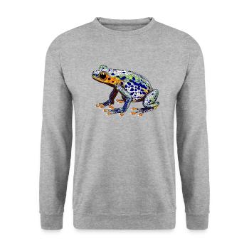 Pfeilgiftfrosch mit schöner Warnfarbe als Lurch - Unisex Pullover - Weißgrau meliert - Vorne - Alina (178cm) & Michal (187cm)