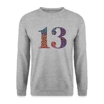 13th Birthday Leopard - Unisex Sweatshirt - salt & pepper - Front - Alina (178cm) & Michal (187cm)