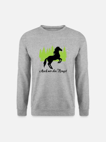 "Mach mir den Hengst: Stolze Männlichkeit" - Unisex Pullover - Weißgrau meliert