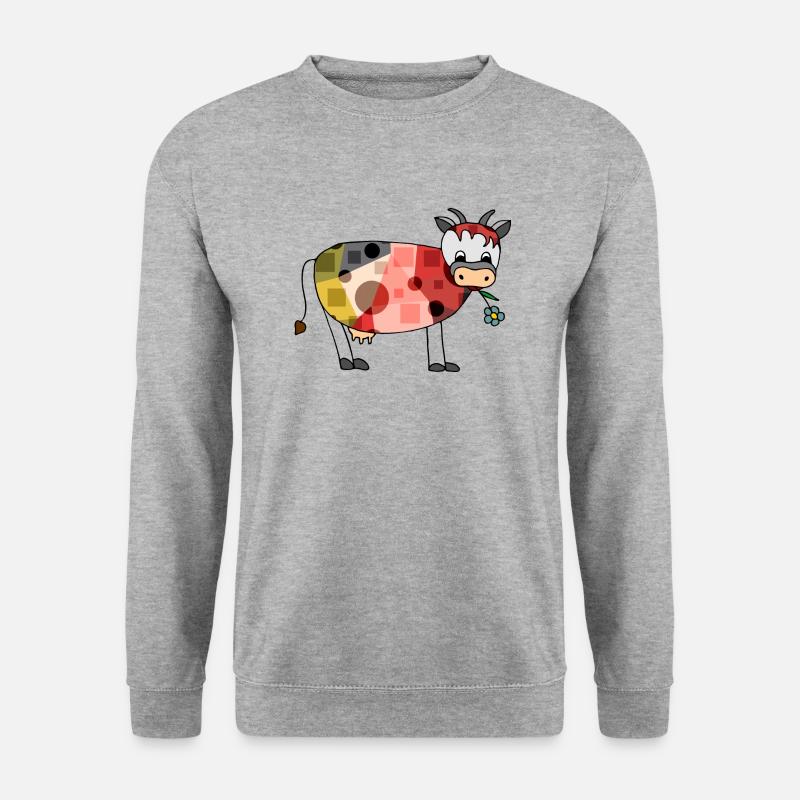 Kuh - Unisex Pullover - Weißgrau meliert