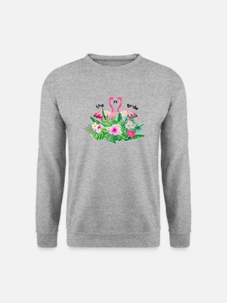 Der Flanschflamingo tropisch - Unisex Pullover - Weißgrau meliert