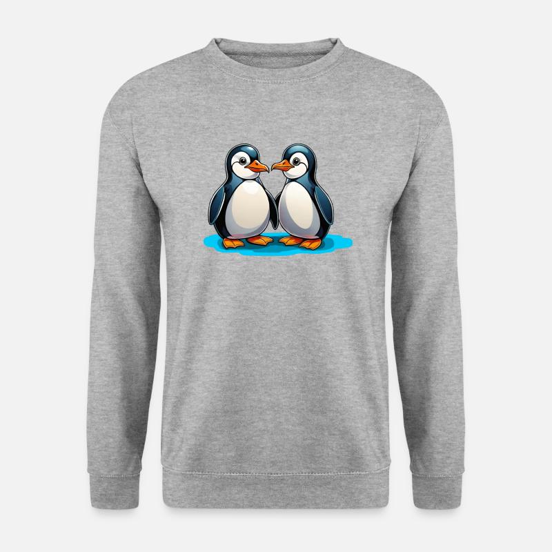 Zwei Pinguine - Unisex Pullover - Weißgrau meliert