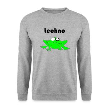 techno frosch - Unisex Pullover - Weißgrau meliert - Vorne - Alina (178cm) & Michal (187cm)