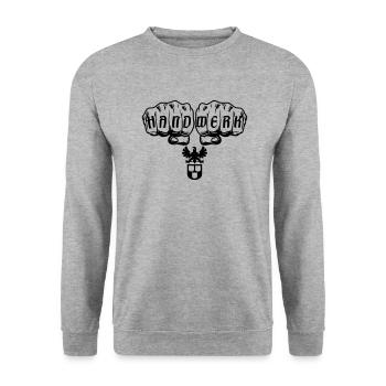Maler Zunft Faust - Unisex Pullover - Weißgrau meliert - Vorne - Alina (178cm) & Michal (187cm)