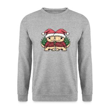 Équipe de Noël du stégosaure dinosaure - Sweat-shirt Unisexe - gris chiné - Devant - Alina (178cm) & Michal (187cm)