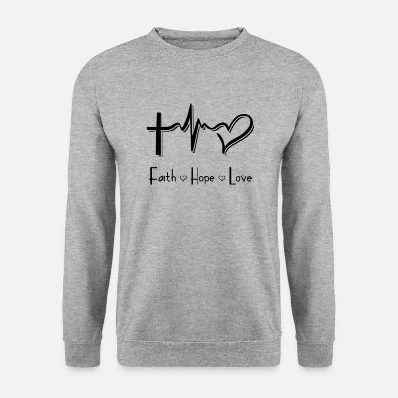 Glaube Liebe Hoffnung - Unisex Pullover - Weißgrau meliert