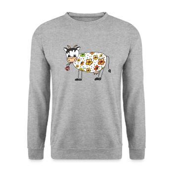 Cow - Unisex Sweatshirt - salt & pepper - Front - Alina (178cm) & Michal (187cm)