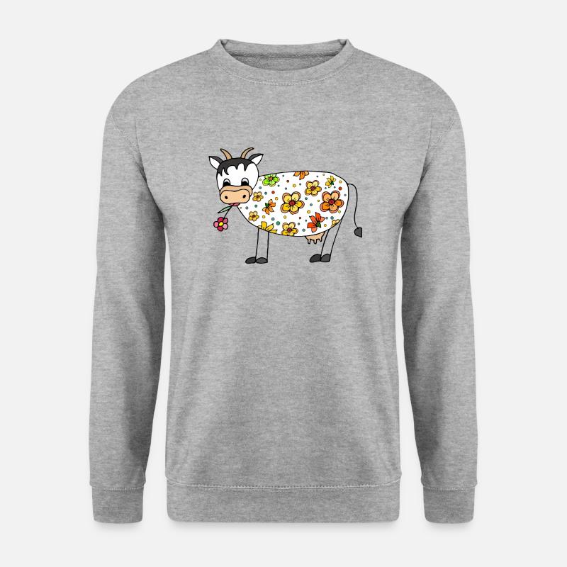 Kuh - Unisex Pullover - Weißgrau meliert