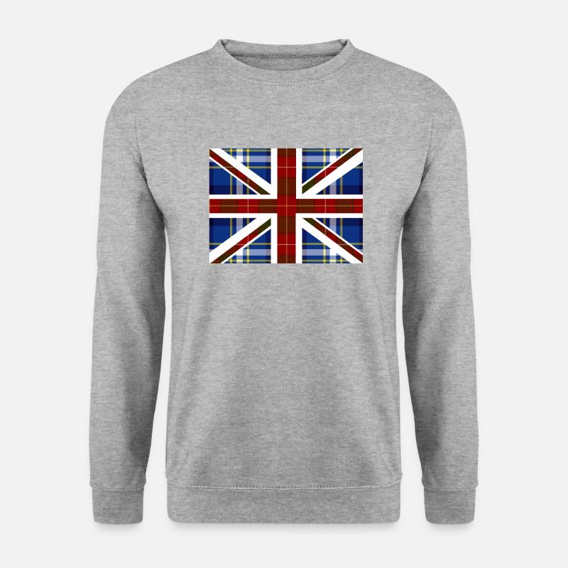 Tartan Union Jack - Unisex Pullover - Weißgrau meliert