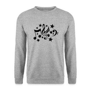 Music Notes and Stars 1c - Unisex Sweatshirt - salt & pepper - Front - Alina (178cm) & Michal (187cm)