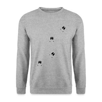 Wildschwein Wildsau Spur wild boar Wald Forst - Unisex Pullover - Weißgrau meliert - Vorne - Alina (178cm) & Michal (187cm)