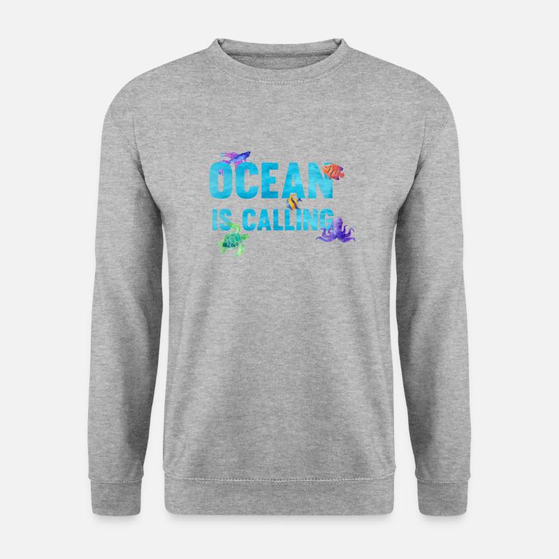 Ocean is calling - Unisex Pullover - Weißgrau meliert