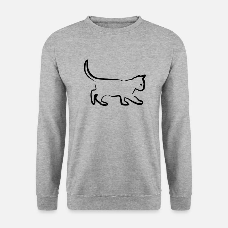 Katze, Kätzchen - Unisex Pullover - Weißgrau meliert