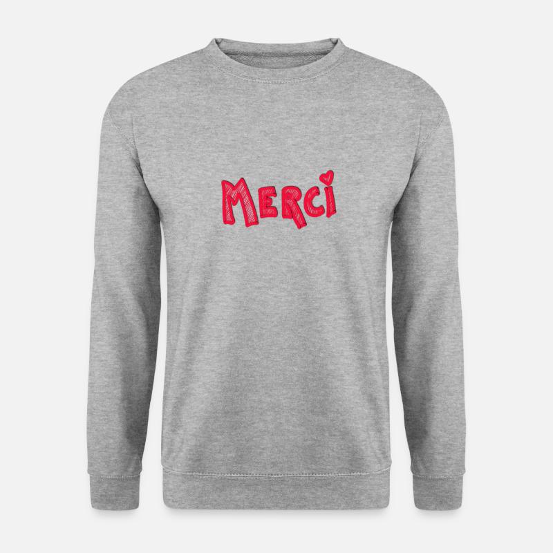 Danke Dankbarkeit rotes Herz - Unisex Pullover - Weißgrau meliert