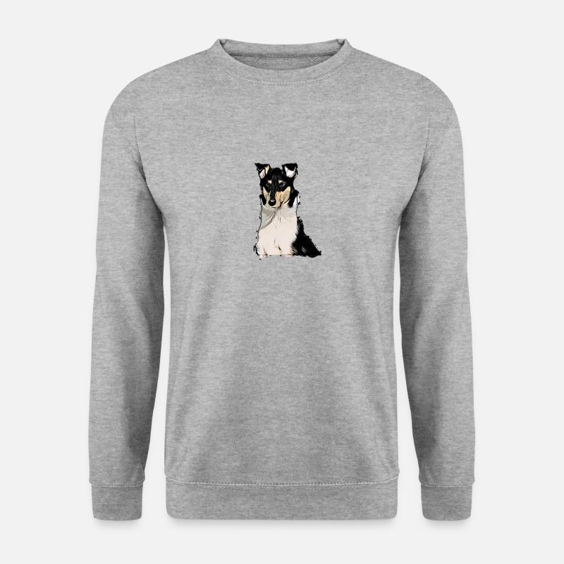 Kurzhaar Collie tricolor Comic - Unisex Pullover - Weißgrau meliert