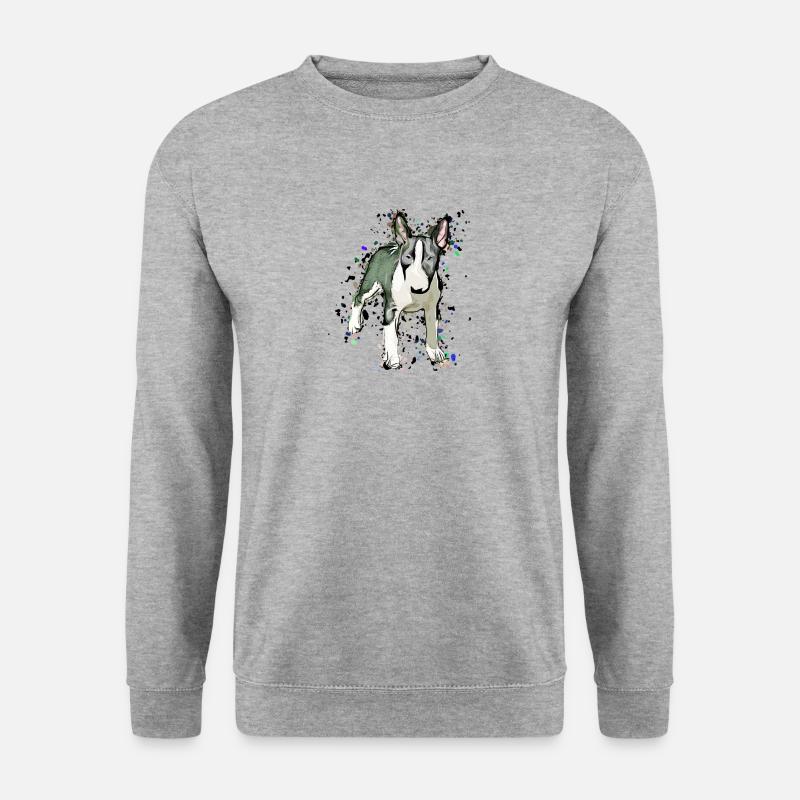 Miniatur Bullterrier Comic - Unisex Pullover - Weißgrau meliert