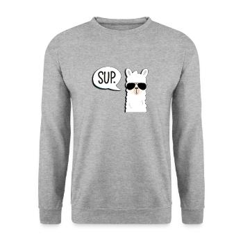 Llama lama alpaca - Unisex Sweatshirt - salt & pepper - Front - Alina (178cm) & Michal (187cm)