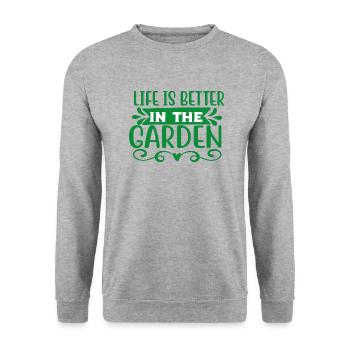 Life is better in the garden - Unisex Sweatshirt - salt & pepper - Front - Alina (178cm) & Michal (187cm)