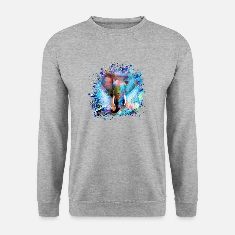 elefant,bunt,malerei,bunt,aquarell,graffiti - Unisex Pullover - Weißgrau meliert