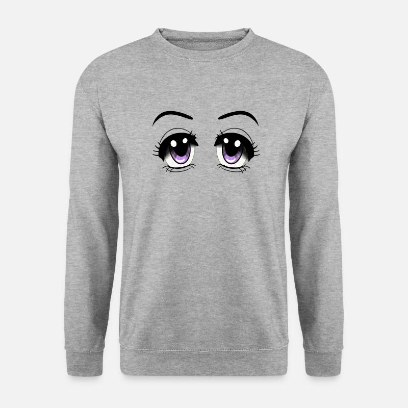 Manga Eyes - Unisex Pullover - Weißgrau meliert