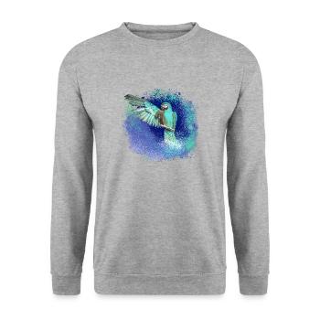 sittich ara,,bird,graffiti,mint,blue,brush,spray - Unisex Sweatshirt - salt & pepper - Front - Alina (178cm) & Michal (187cm)