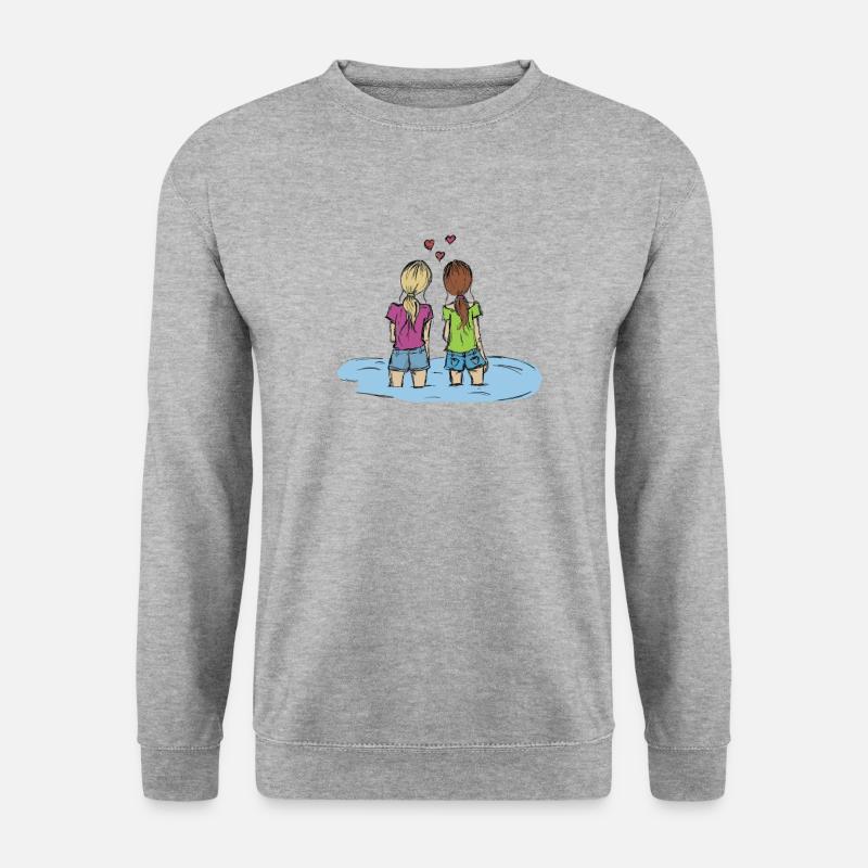 Freundinnen - Unisex Pullover - Weißgrau meliert