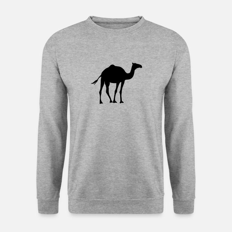 Kamel - Dromedar - Unisex Pullover - Weißgrau meliert