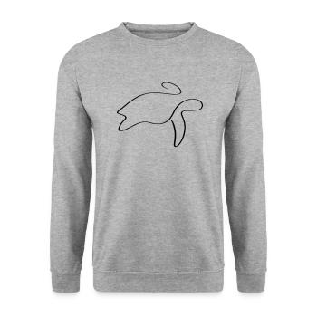 Turtle Line Art - Minimalist - Unisex Sweatshirt - salt & pepper - Front - Alina (178cm) & Michal (187cm)