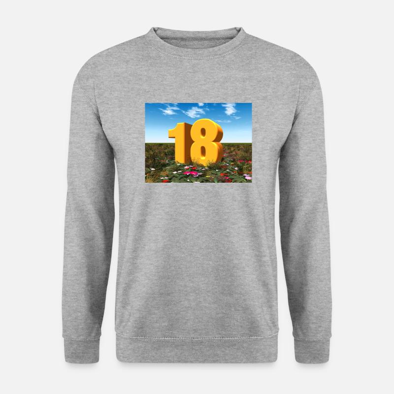 Jahreszahl 18 - Unisex Pullover - Weißgrau meliert