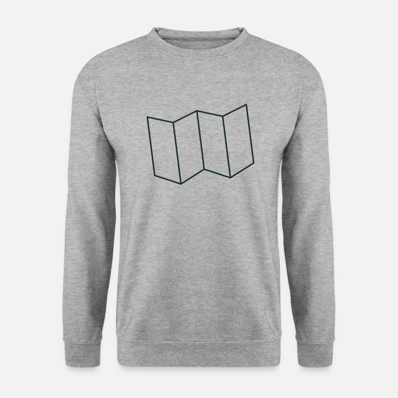 Gefaltete Kartenumrisse - Unisex Pullover - Weißgrau meliert